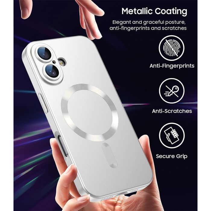 Coque de Téléphone - E.F.Connection - pour iPhone 17 Pro Max - Silicone avec Anneau Magnétique Argenté