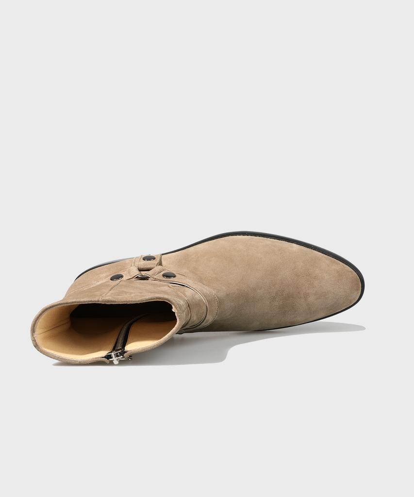 Firenze Atelier Slim Toe Velcro Line Suede Zip-Up Boots 3344-Qs [Ash Beige]