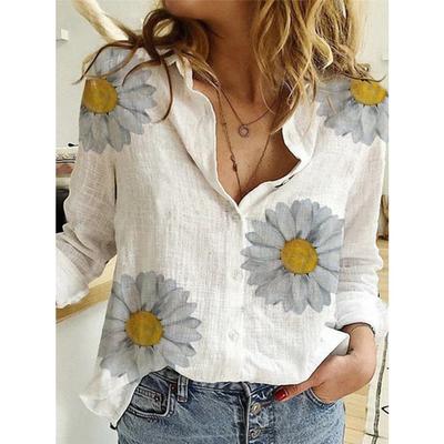 Женская блузка с длинными рукавами на весну и лето, повседневная тонкая дышащая хлопковая льняная рубашка с лацканами на пуговицах