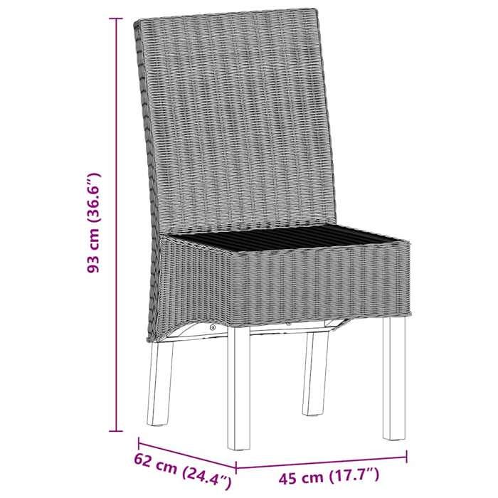 Dining Chairs - vidaXL - Set of 6 - Natural Rattan - Solid Wood - Comfortable