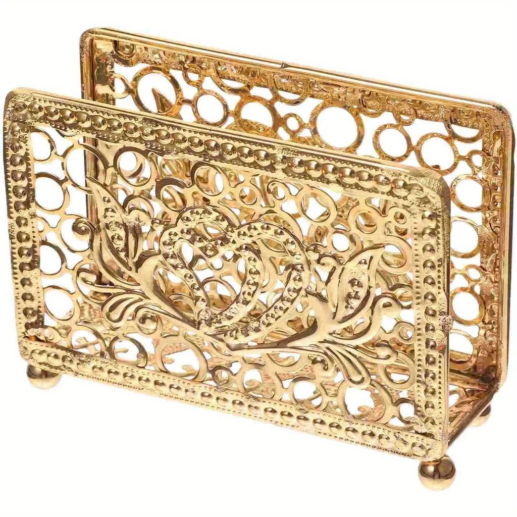 Retro Metal Napkin Holder Vertical Desktop Tissue Holders Square Hollow Desig Restaurant Paper Storage Rack for Dinners Offices