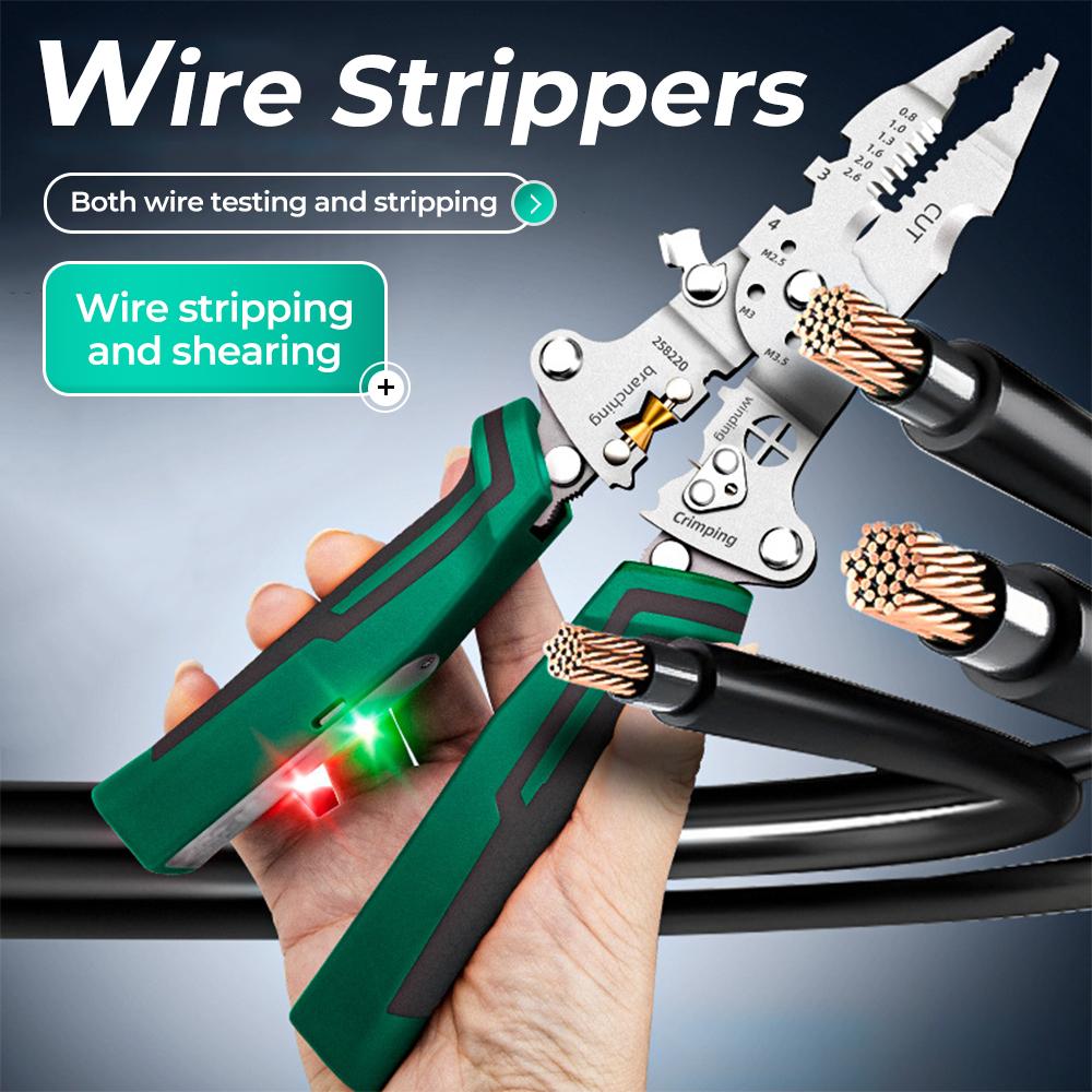 Многофункциональный стриппер для проводов с электрическим тестером, складной инструмент для резки кабеля, кримпер, электрические складные плоскогубцы для резки