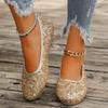 Women Flats Autumn Elegant Comfort Leather Shoes Casual Round Toe Flat Sneakers Glitter Boat Loafers Zapatos De Mujer