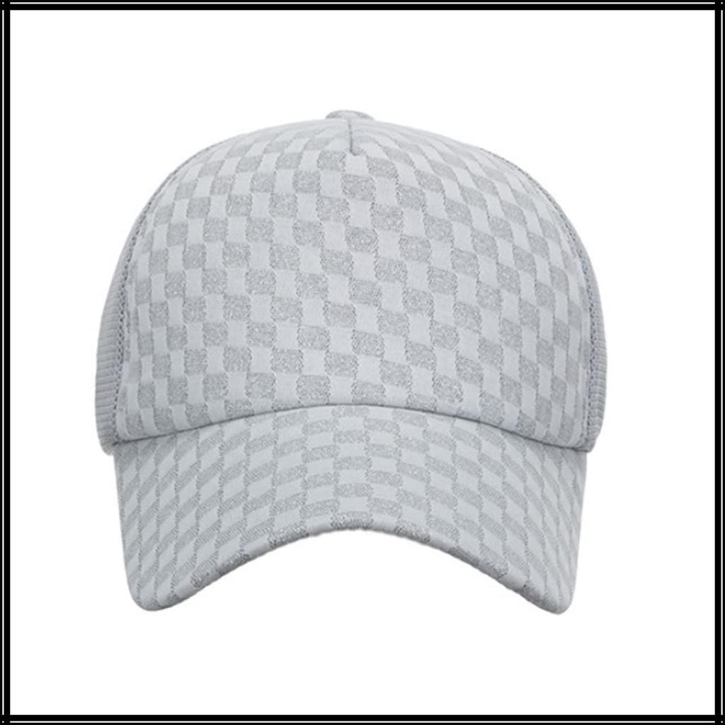 Сетчатая кепка в клетку Шляпа для бега на открытом воздухе Женская Мужская CA696 [Белый Клык] (белый)