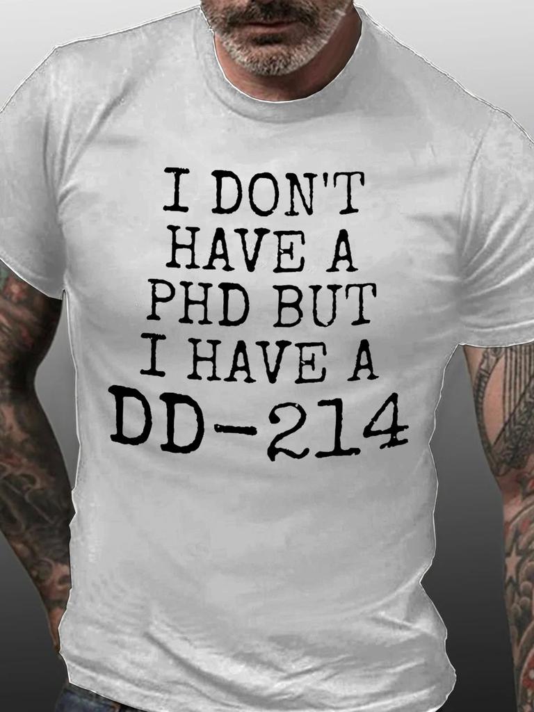 Dd214 Veteran Unisexs Short Sleeve Tshirt Funny Crew Neck Text Tee Shirts