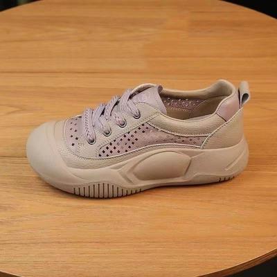 Полые дышащие туфли с отверстиями женские 2024 новые летние повседневные сандалии универсальные туфли на выход в стиле ретро с одной педалью одиночные женские