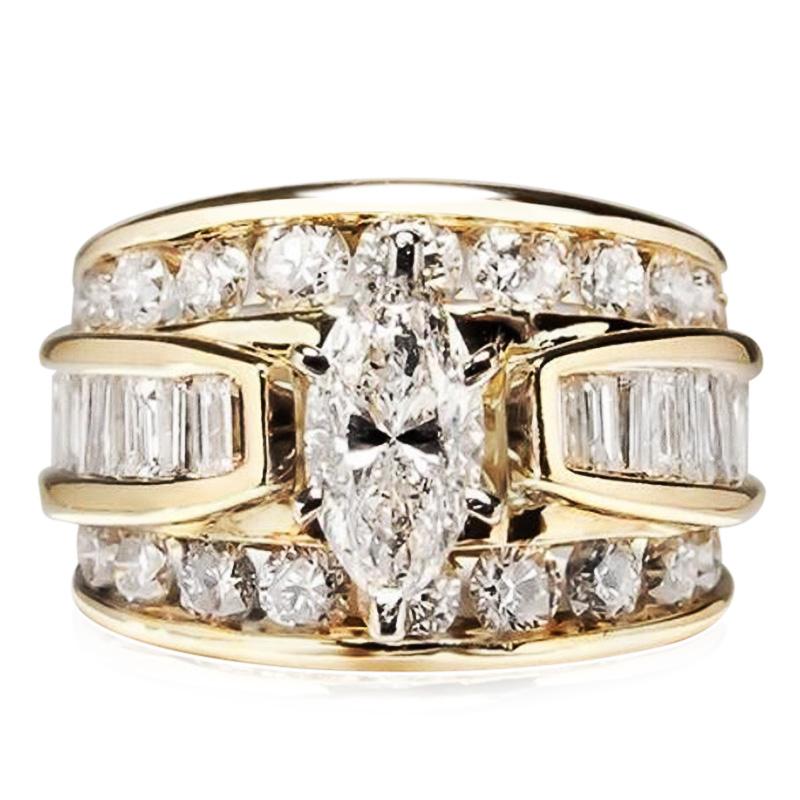 Huitan Роскошное кольцо с огранкой «маркиза» Женское Великолепное Ювелирное украшение для вечеринки в честь годовщины Модное кольцо для благородной леди Аксессуары для церемонии помолвки