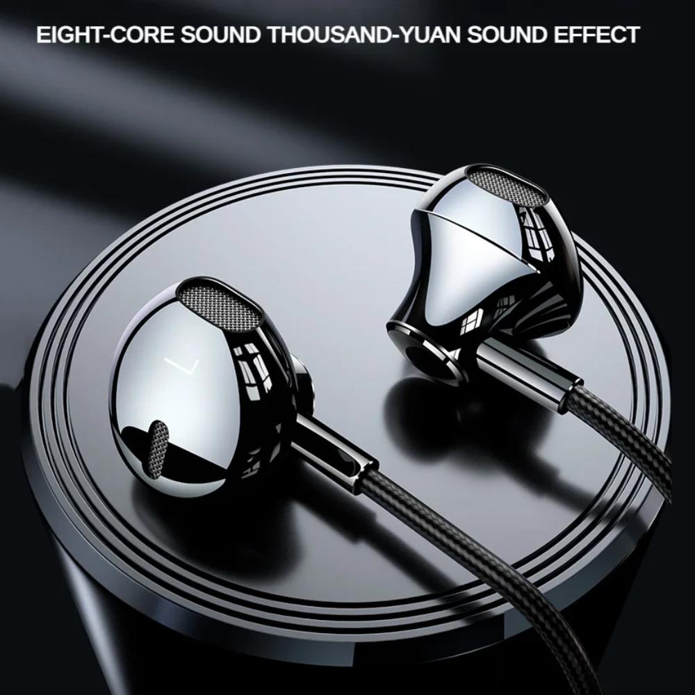 Проводные наушники типа C и 3,5 мм. Наушники-вкладыши с мощными басами. Проводные стереонаушники. Бег.