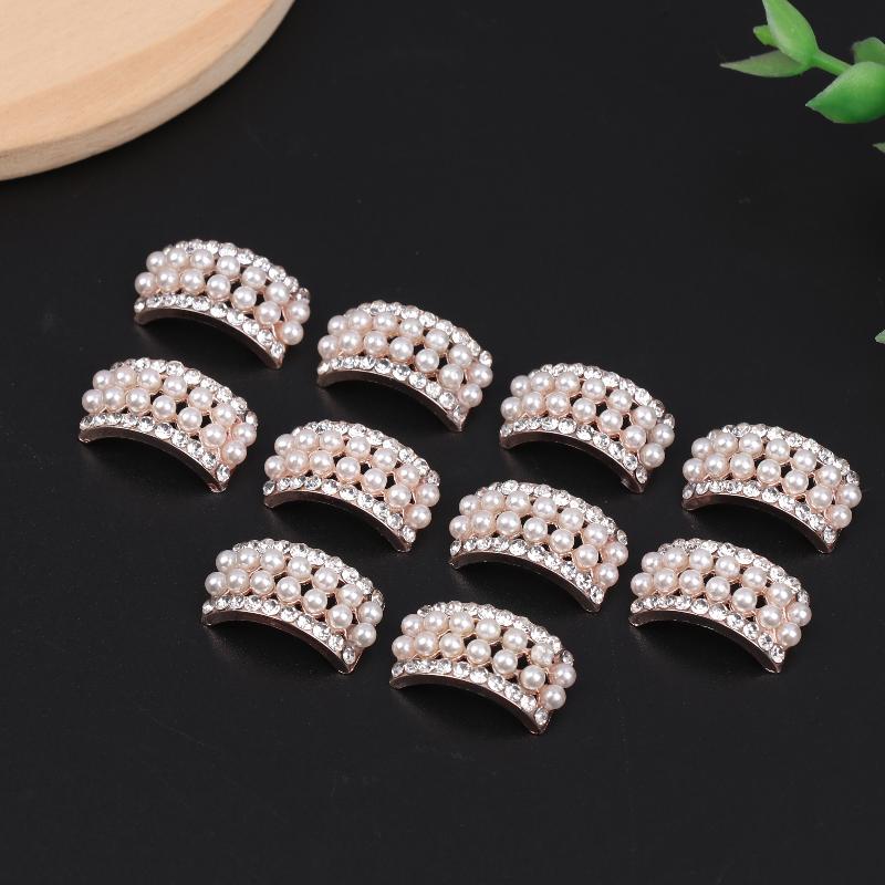 New Sale 10Pcs Fashion Craft Pearl Crystal Rhinestone Buttons For Diy Flower Round Cluster Button Wedding Embellishment Jewelry
