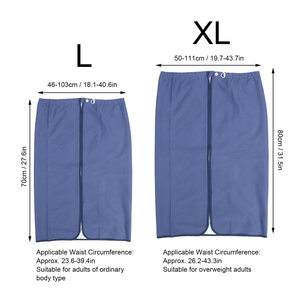 Adult Waterproof Wearable Incontinence Mattress Elderly Cotton Washable Reusable Absorbent Zipper Diaper Skirt Dark Blue L