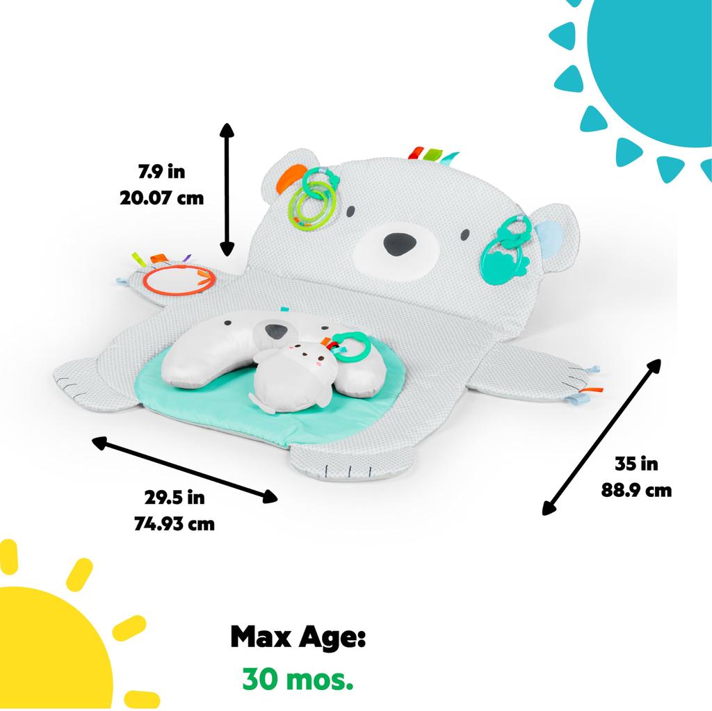 Bright Starts Tummy Time Prop Play Месяцы белого медведя и Лежание на животе Сидя Обучение кончиков пальцев Игра с руками 10841 и [0 вверх]