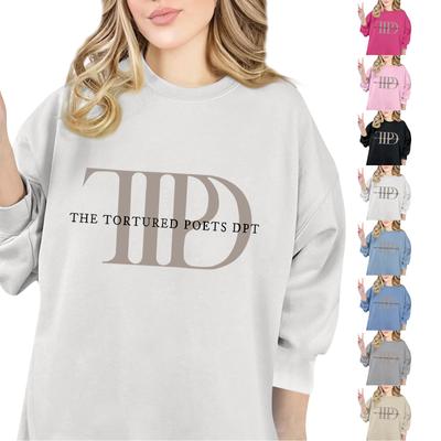 Женская модная повседневная толстовка с длинными рукавами и круглым вырезом с принтом букв