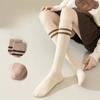 Гольфы женские до середины икры, длинные носки, трендовый школьный стиль, однотонные, с двумя полосками, простые и универсальные, высокие носки, хлопковые махровые носки