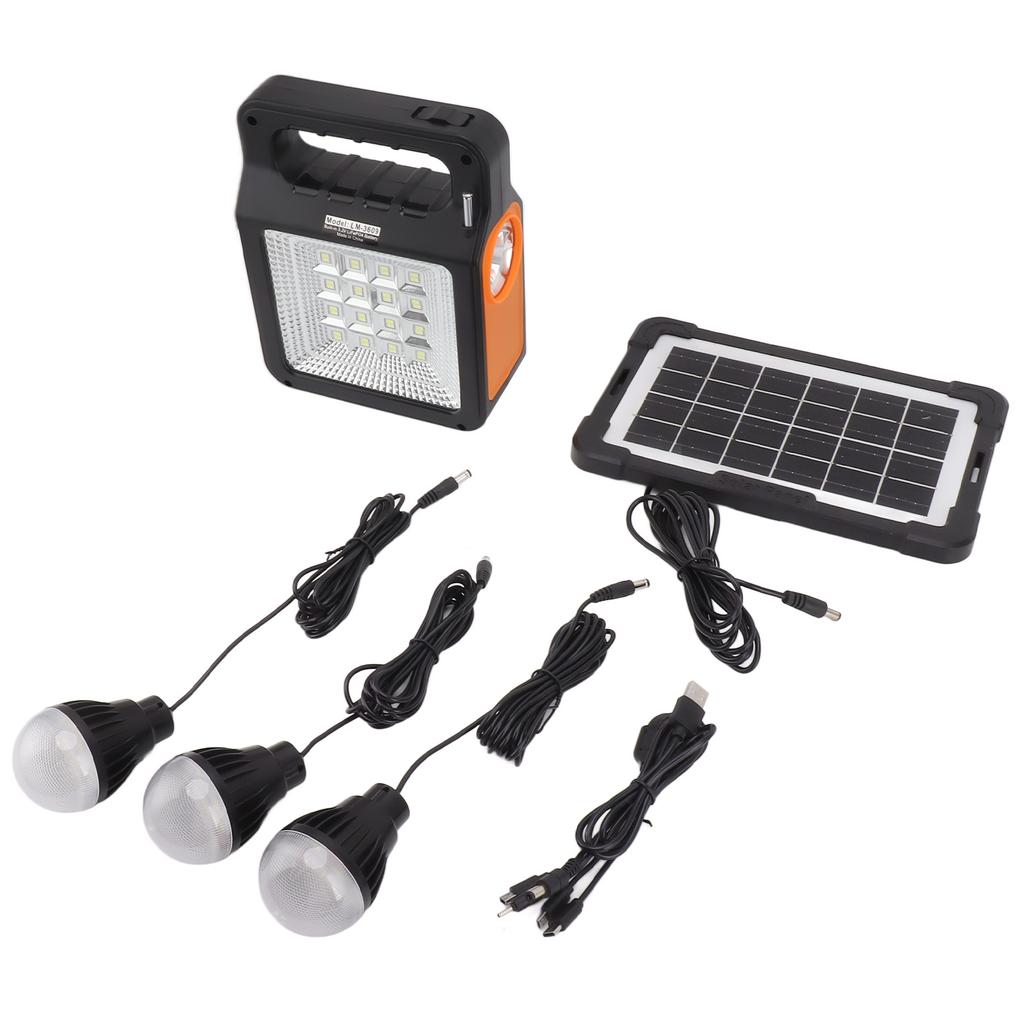 Солнечный внешний аккумулятор 6000 мАч Яркий фара Панельный светильник 3 лампочки Портативный Ручной Солнечный генератор для