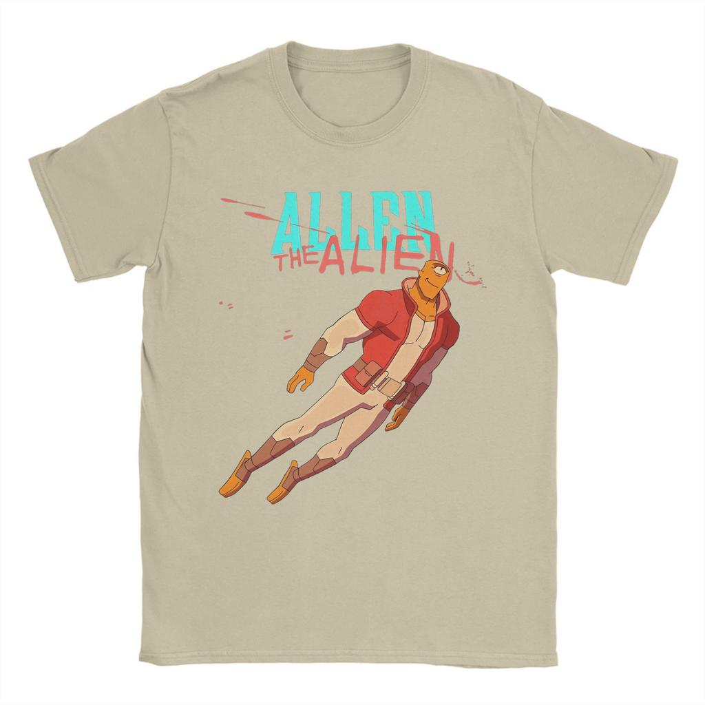 Мужская футболка Invincible Забавная Хлопковая Футболка с коротким рукавом Аллен Инопланетянин Футболка С круглым вырезом Одежда с принтом