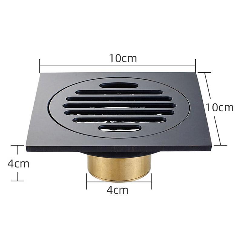 Black Brass 10 X 10 Cm Shower Floor Drain Washroom Bathroom Invisible Drain Cover Square Waste Floor Drain