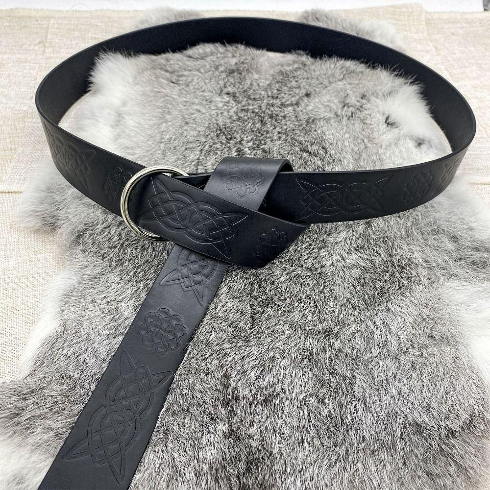 Кожаный пояс викинга эпохи Возрождения с принтом Средневековый поясной ремень Интересный кельтский пояс Фото Профи