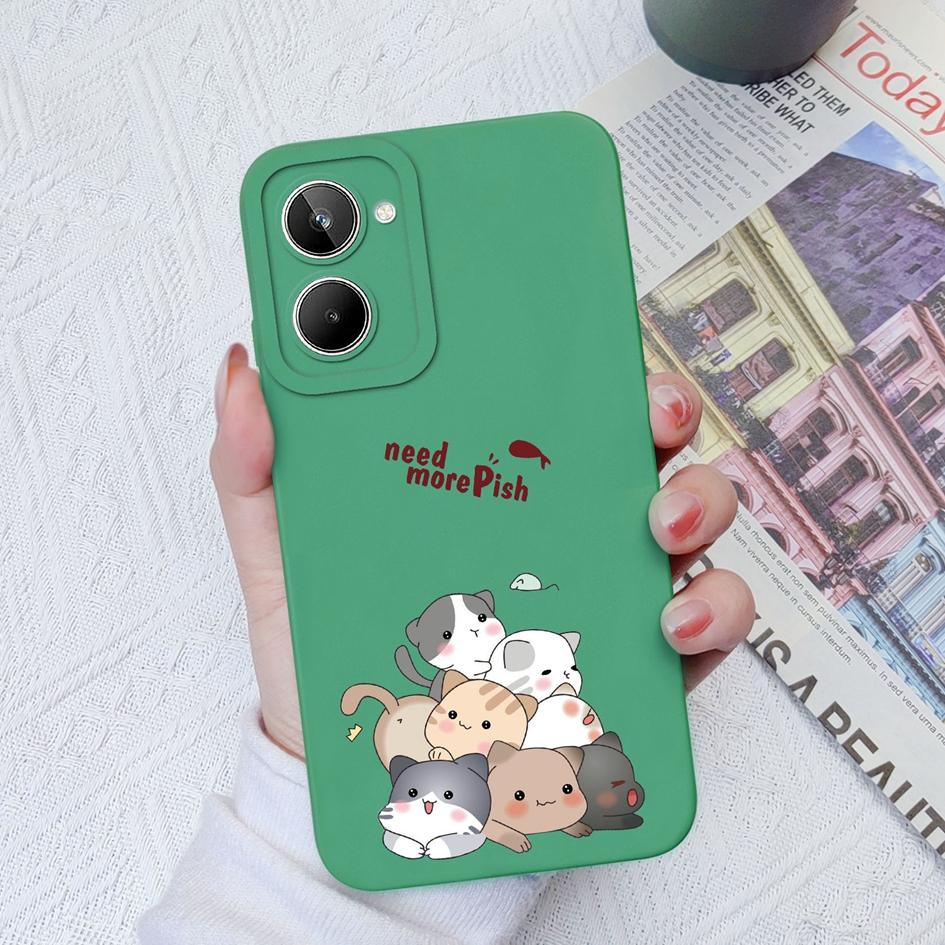 Для Realme 9 10 Pro + Plus 5 6 7 8 Pro чехол с милым котом защитный квадратный жидкий мягкий силиконовый бампер для OPPO Realme 2 5i 6i 8i 9i Fundas Coque