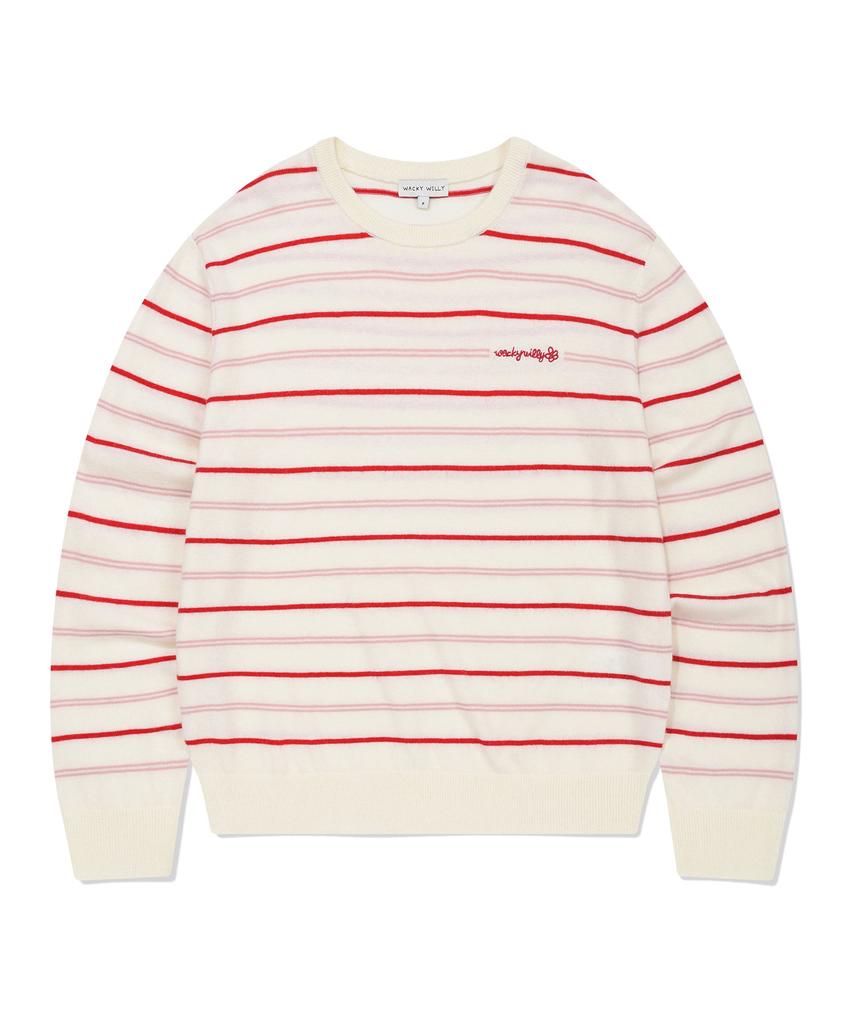 WACKY WILLY Women'S Striped Pullover Cream