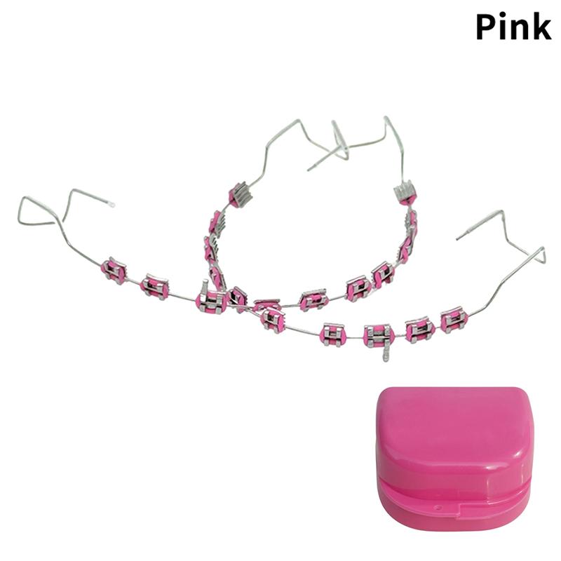 1 пара временных украшений для зубов в коробке с 4 крючками с металлической проволокой, разноцветные металлические скобки, лигатуры, стоматологический материал