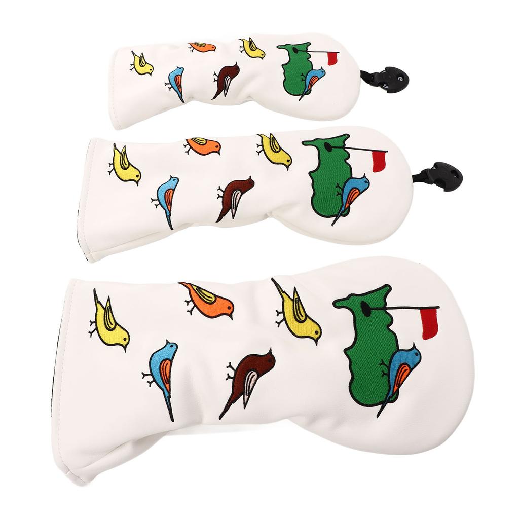 3шт чехол для головки клюшки для гольфа PU водонепроницаемый с рисунком птицы чехол для головки клюшки для гольфа драйвера Fairway Hybrid