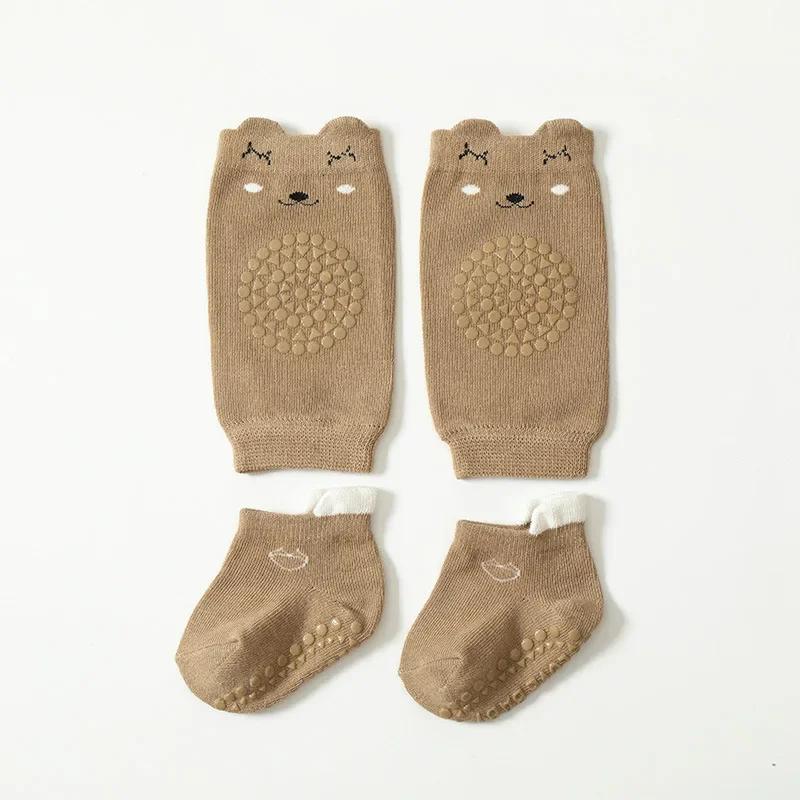 Crawling Safety Pads Socks Set Summer Baby Knee Cartoon Anti-slip Socks KidFloor Socks Kneecap Walking Protector for Girls Boys