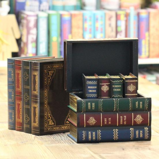 Декоративный аксессуар для книжной полки, украшения в виде фальшивых книг, полый дизайн с откидной крышкой для хранения, коробка в винтажном стиле, для журнального столика, витрины