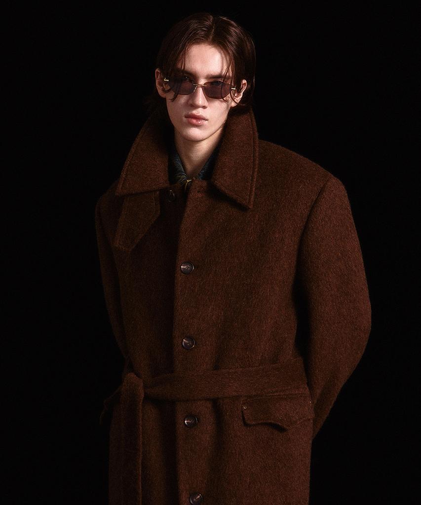 Wesleyhyuston Monterra Handmade Wool Balmacaan Coat Brown