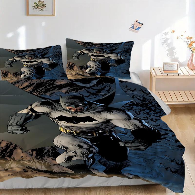 3pcs batman, superhero Duvet Cover Set (1 Duvet Cover + 2 Pillowcases, No Core) - Comfortable, And Breathable Bedroom Decoration yy251104031