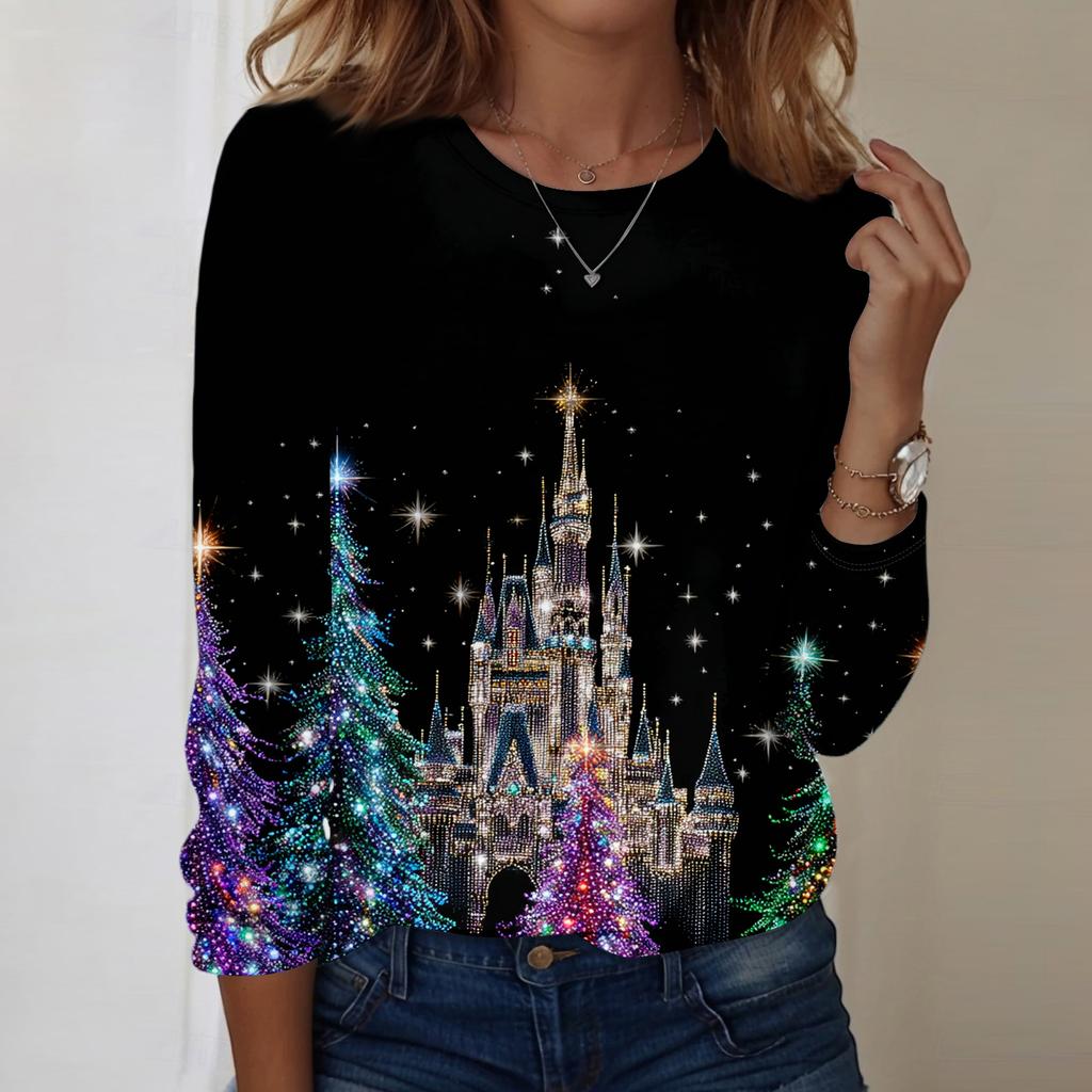 Long Sleeve Shirts For Women Cute Print Graphic Tees Blouses Casual Plus Size Basic Tops Pullover