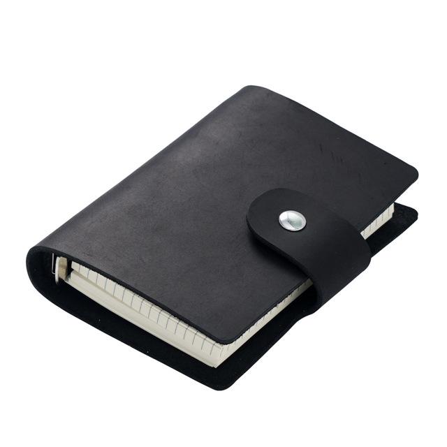 Genuine Cowhide Leather A8 Size Ring Planner 5-Hole Silver Retro Organizer with Mini Notebook 15 MM Notebook for Gifts