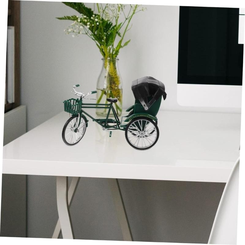 Коллекционный 1:10 Миниатюрных Моделей Трехколесного Велосипеда Железные Реплики Трехколесной Рикши Винтажное Настольное Украшение Подарок для Взрослых