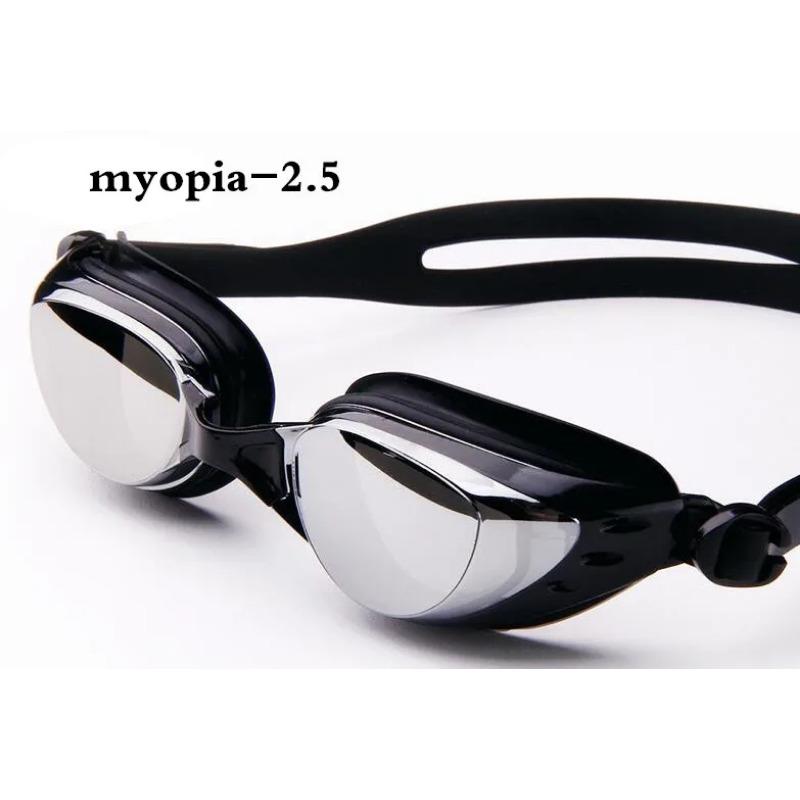 Спортивные взрослые очки для плавания с близорукостью для мужчин и женщин, диоптрийные очки для плавания, противотуманные водонепроницаемые силиконовые очки для плавания -1,5 до -8,0