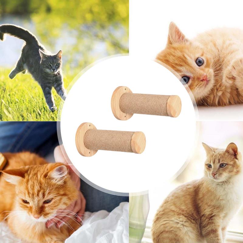 Кошачья лазалка Деревянная когтеточка Устойчивая и безопасная лестница 2X Настенная полка для котят для дома Настенные товары для питомцев Мебель