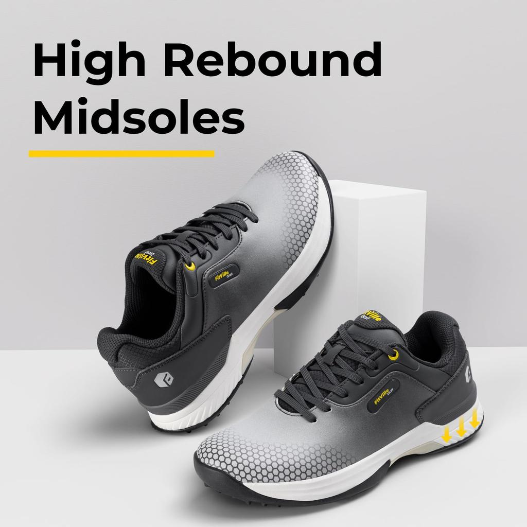 Широкие кроссовки для гольфа 2E 4E, кроссовки для гольфа с шипами, водонепроницаемые, легкие, тренировочные кроссовки для гольфа [FitVille] мужские, противоскользящие