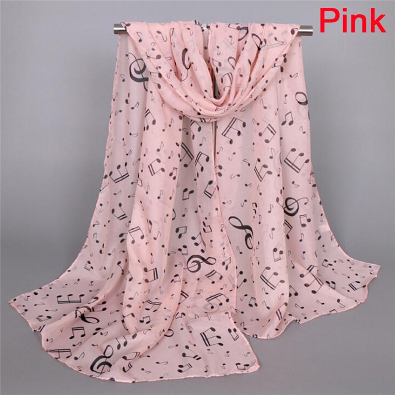Womens Fashion Scarves Musical Note Print Ladies Soft Chiffon Infinity Scarf New