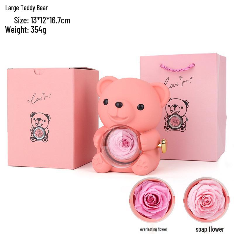 Трансграничная Шкатулка для украшений 'Обнимающийся медведь и вечная роза'