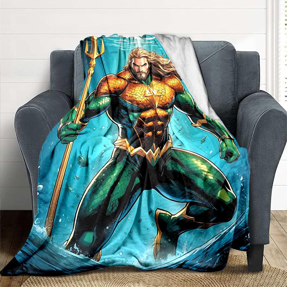 1pc Aquaman, Trident Flannel Throw Blanket Soft, Warm & Cozy for Couch, Bed, Office, and Travel Versatile All Season Gift, Christmas present