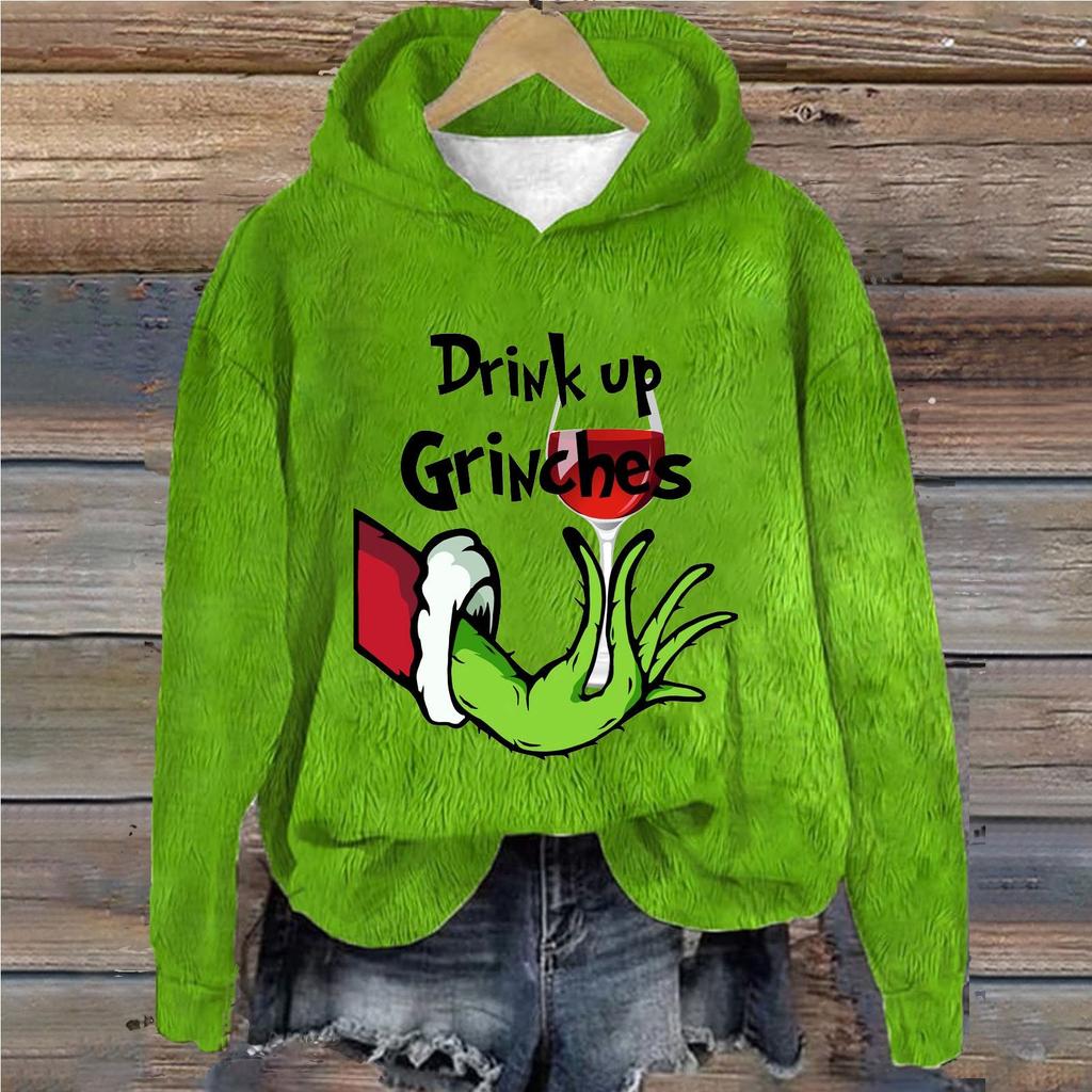 Женская толстовка, спортивная, рождественская, фланелевый пуловер, толстовка с длинным рукавом, повседневная толстовка