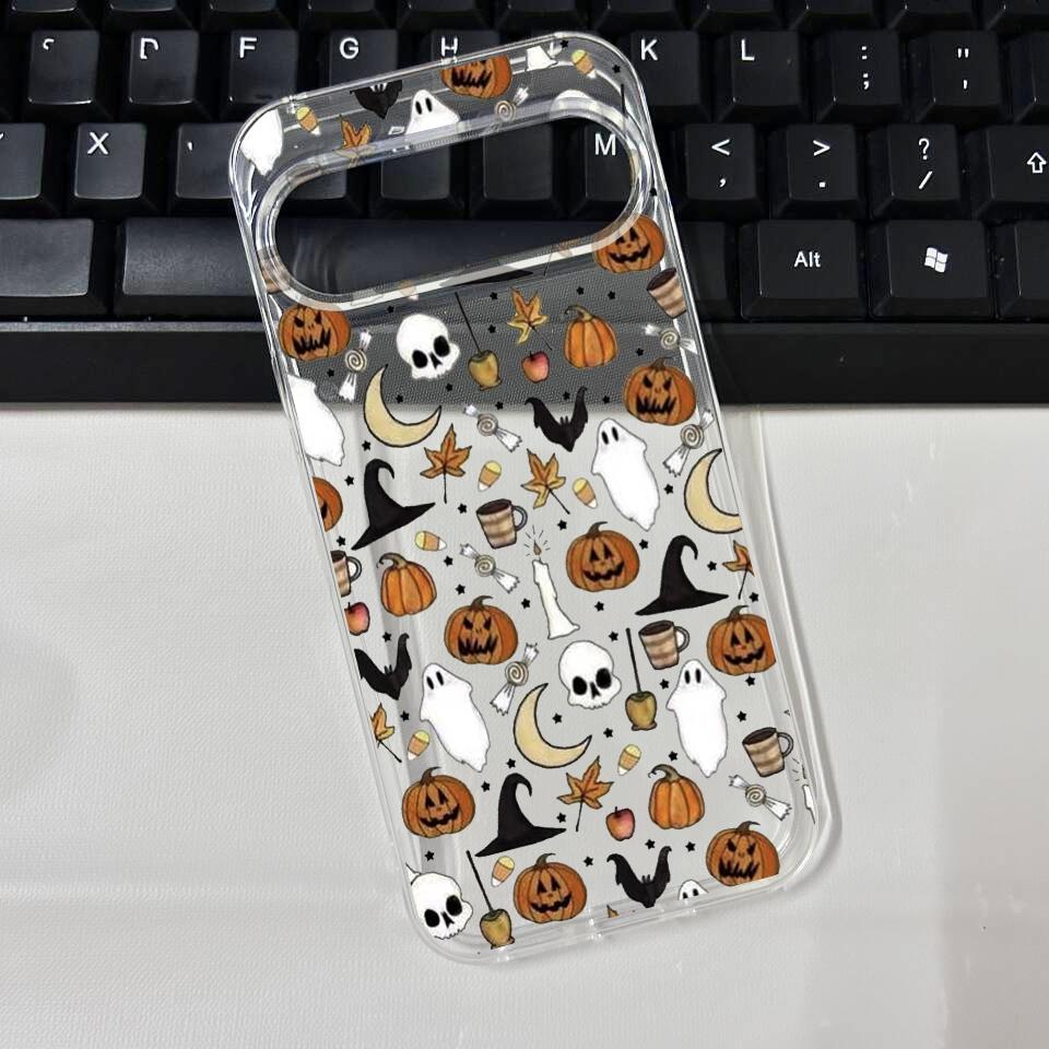 For Google 10 Pro XL Cute Halloween Pumpkin Ghost Bat Pattern Phone Case for Google Pixel 8A 7A 6A 6 7 8 9 10 Pro Soft TPU Cover