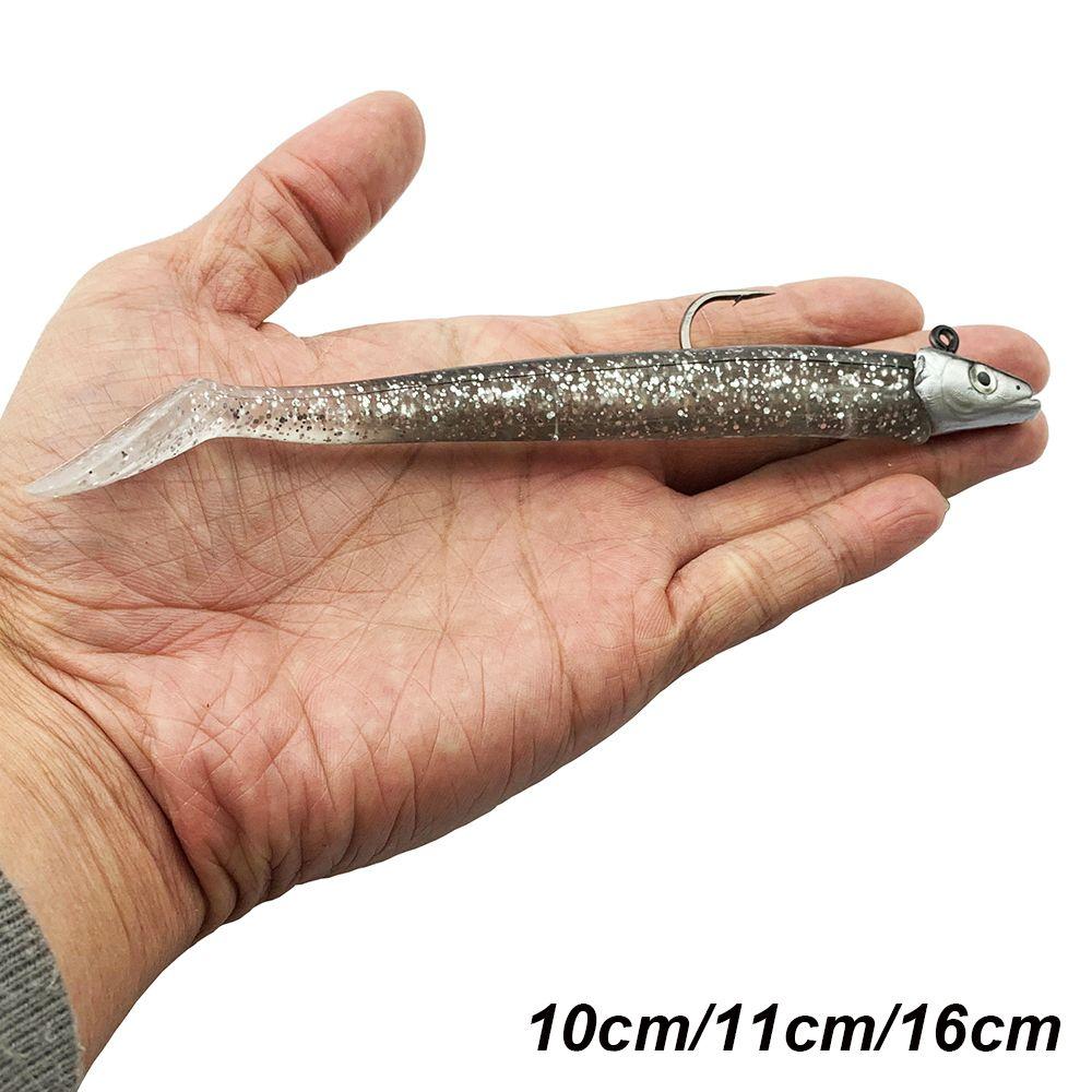 Durable 10g 19g 34g Luminous Worm Barbed Hook Fish Eel Lure Lead Jig Head Artificial Soft Bait