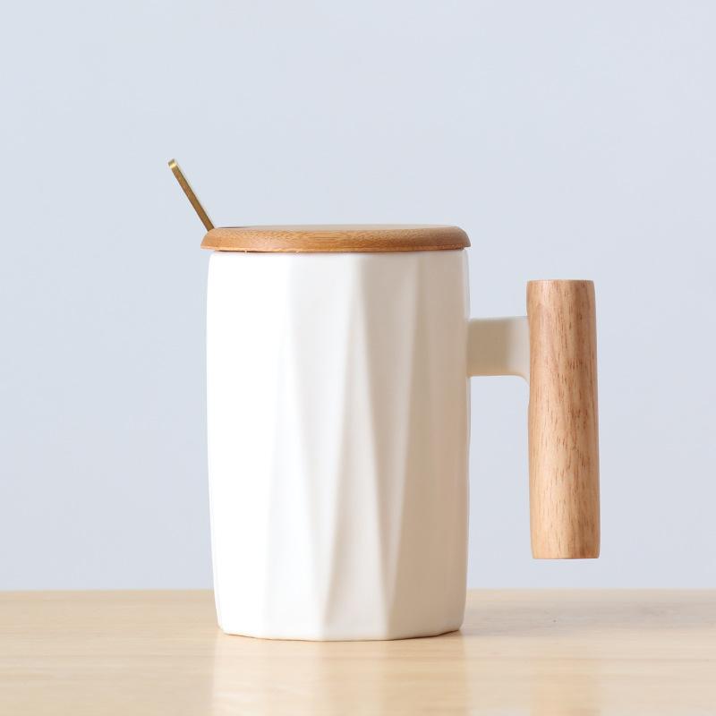 Nordic Wooden Handle Ceramic Mug Literary Water Cup Coffee Cup Holiday Event Gift