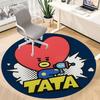 1 шт. Коврик для офиса BT21 с персонажем Tata, круглый - Идеально подходит для декора офиса или кабинета, можно стирать в машине, нескользящая основа, декоративный коврик для пола
