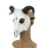 Antelope Halloween Mask PU Leather Goat Horn Mask Gothic Halloween Bloody Skull Mask  Costume Props