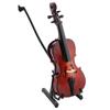 4pcs Wooden Wooden Miniature Cello With Stand Mini Musical Instrument  Office Decor