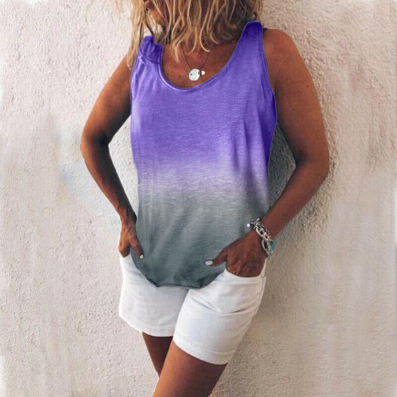 Стильный женский безрукавный градиентный жилет-майка, идеально подходящий для повседневных летних прогулок