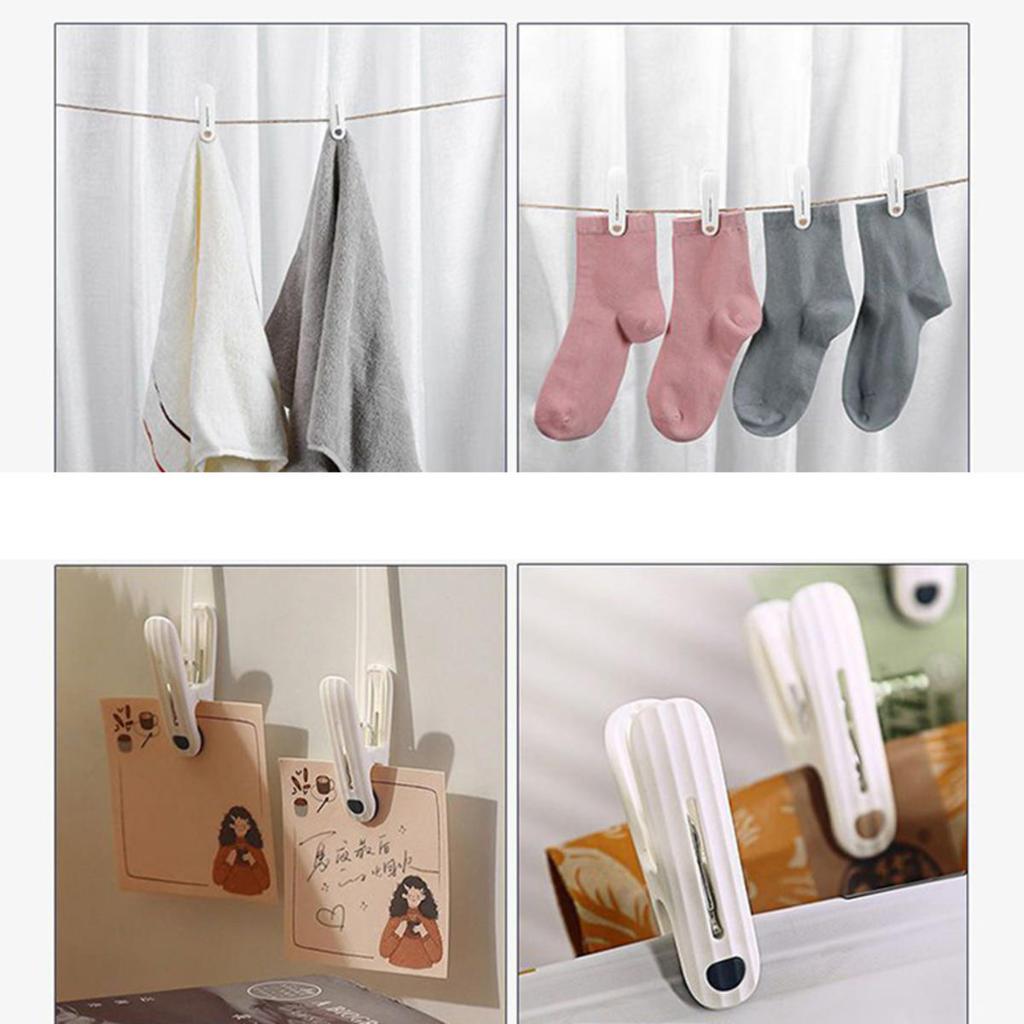 12Pcs PP Clothes Washing Clips Household Clothing Coat Hat Socks Pegs Sealing Pins Traceless Windproof Clips Hang Clamps
