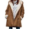 Winter Fashion Warm Thickened Long Sleeved Cowhide Button Womens Coat With Hat Casual Velvet Solid Ladies  Outwears 30431
