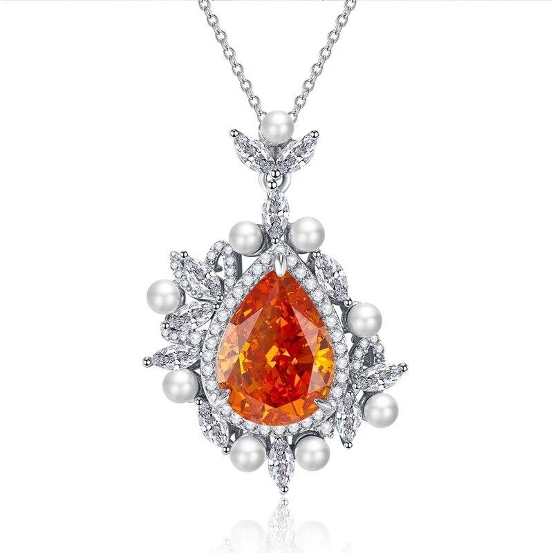 New 925 Sterling Silver Sapphire Necklace Sparkling Diamond Pendant Gemstone Engagement Wedding Bride Fine Jewelry
