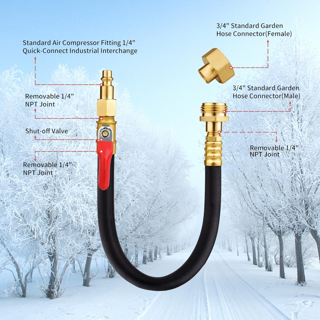Winter Kit RV Blowout Adapter Shut Off     Valve Water Quick Connect Blow Out Attribting Boat